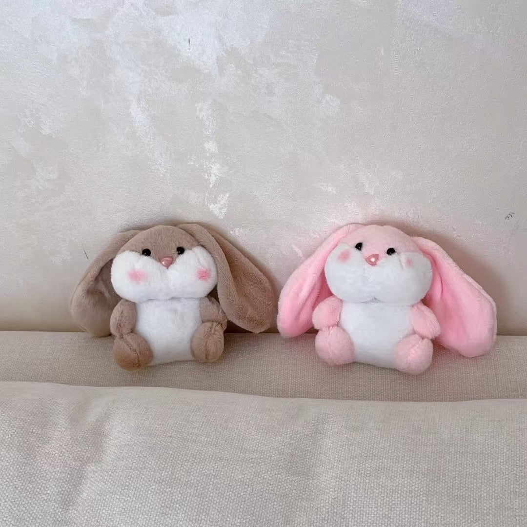 Soft Fluffy Rabbit Plush Bunny AirPods Case with Keychain Clip