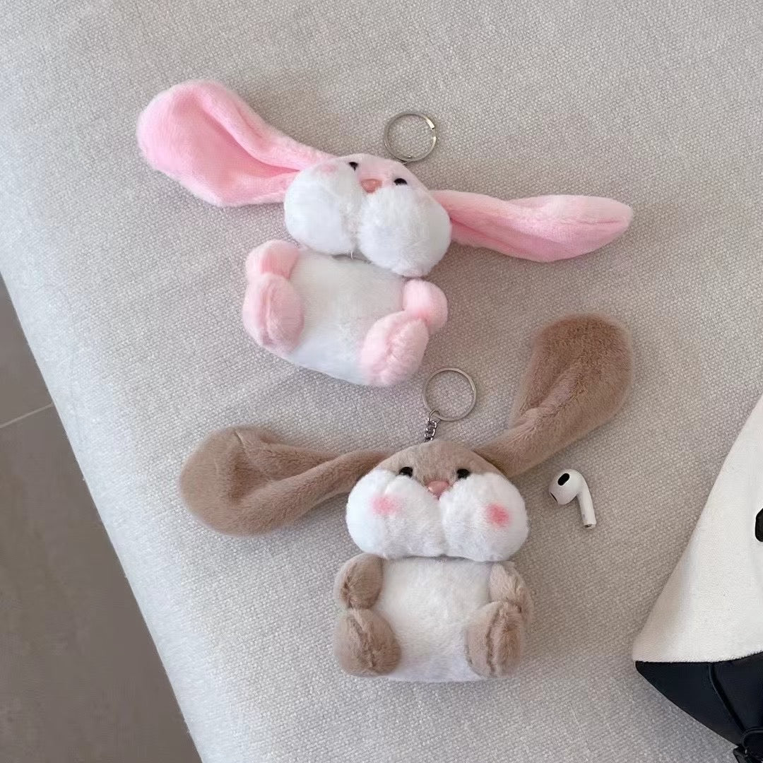 Soft Fluffy Rabbit Plush Bunny AirPods Case with Keychain Clip