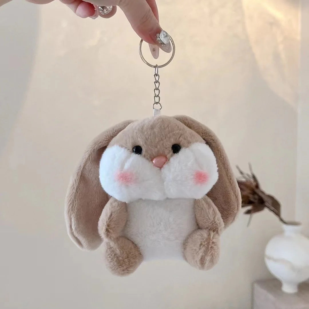 Soft Fluffy Rabbit Plush Bunny AirPods Case with Keychain Clip