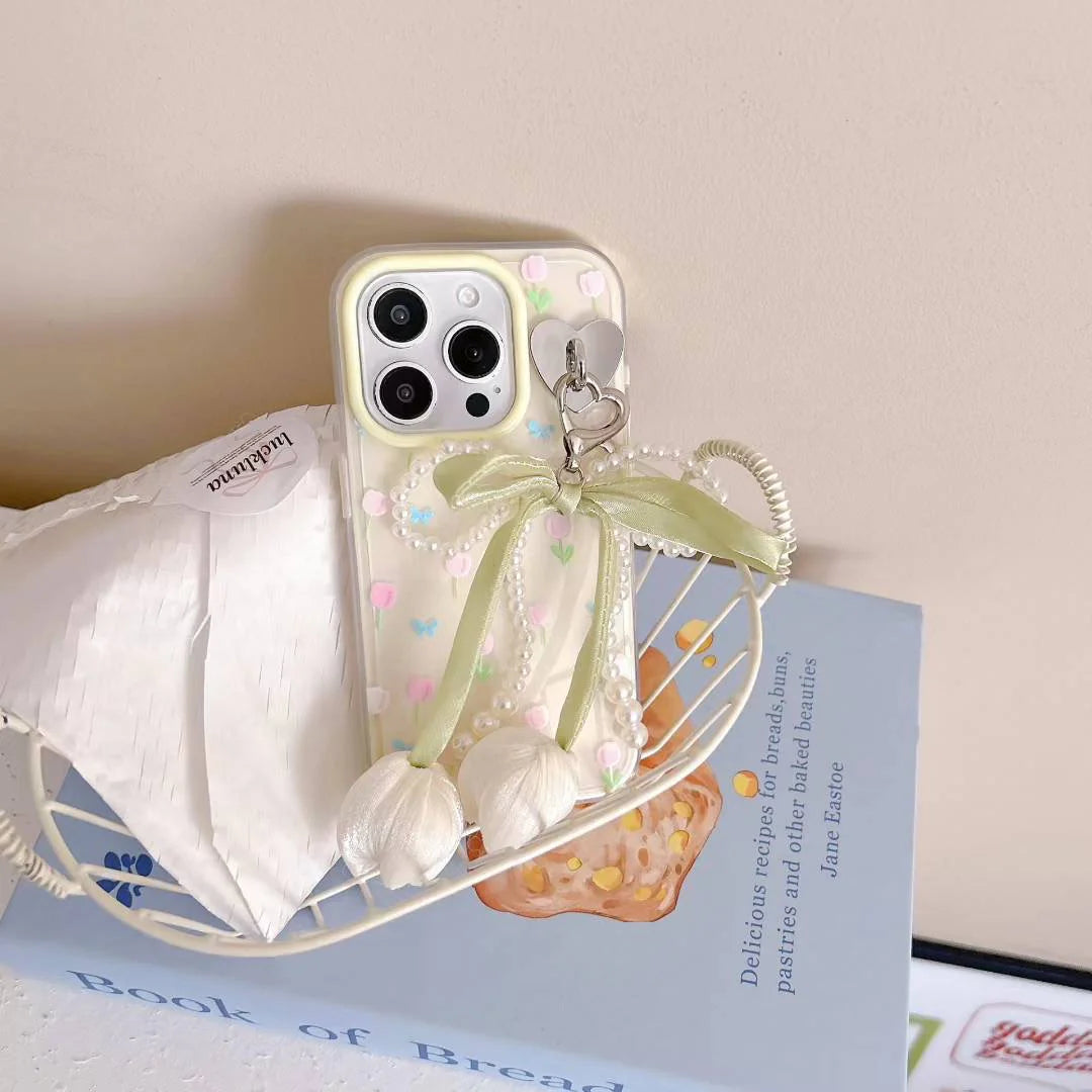 Pastel Tulip   Phone Case with Pearl Bow Charm