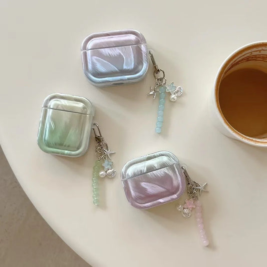 Pastel Finish Pearl Glossy AirPods Case with Charm