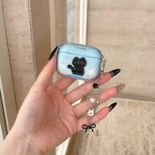 Rainy Day Kitty Glossy AirPods Case With Beaded Charm