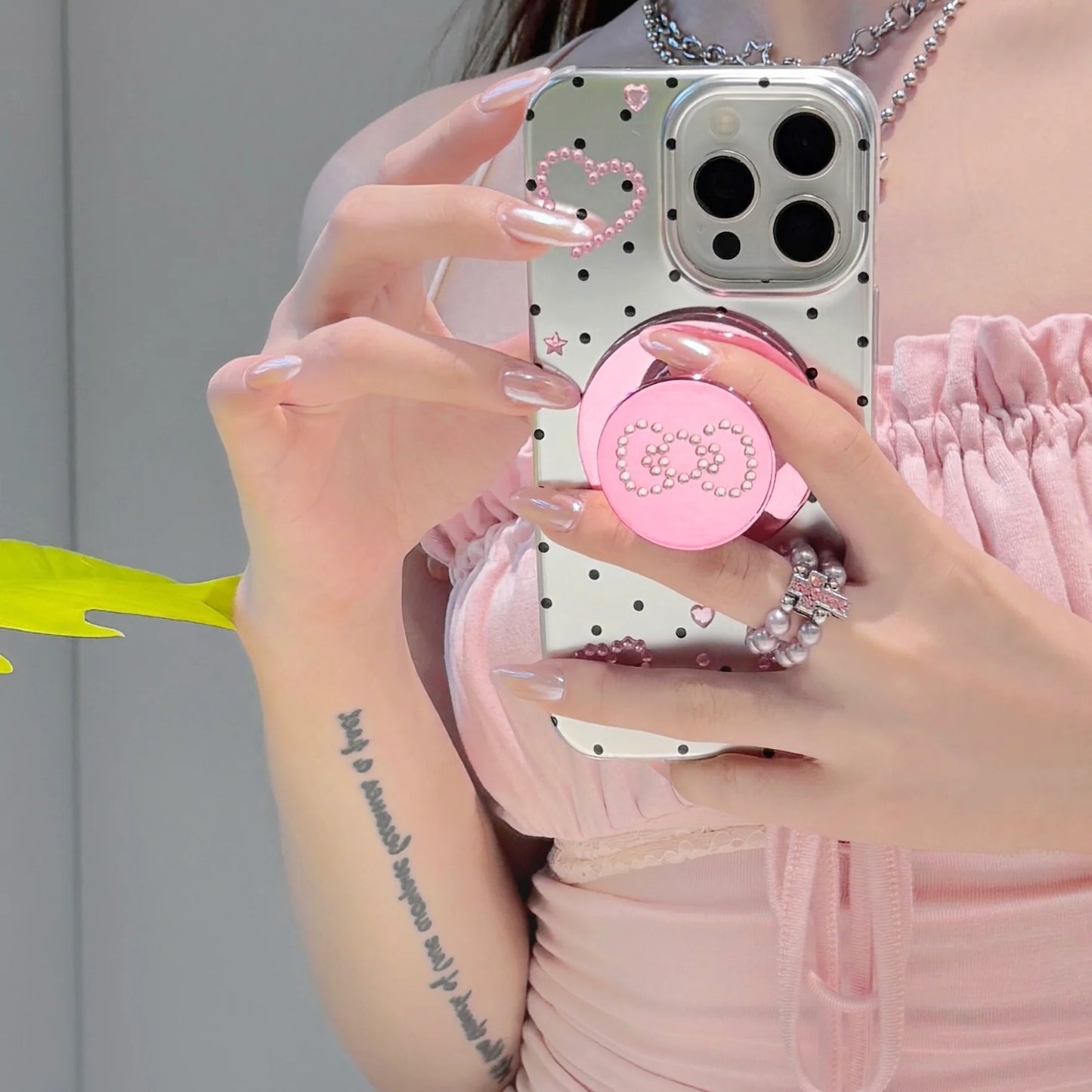 Sparkle Polka Dots Phone Case With Pink Holder