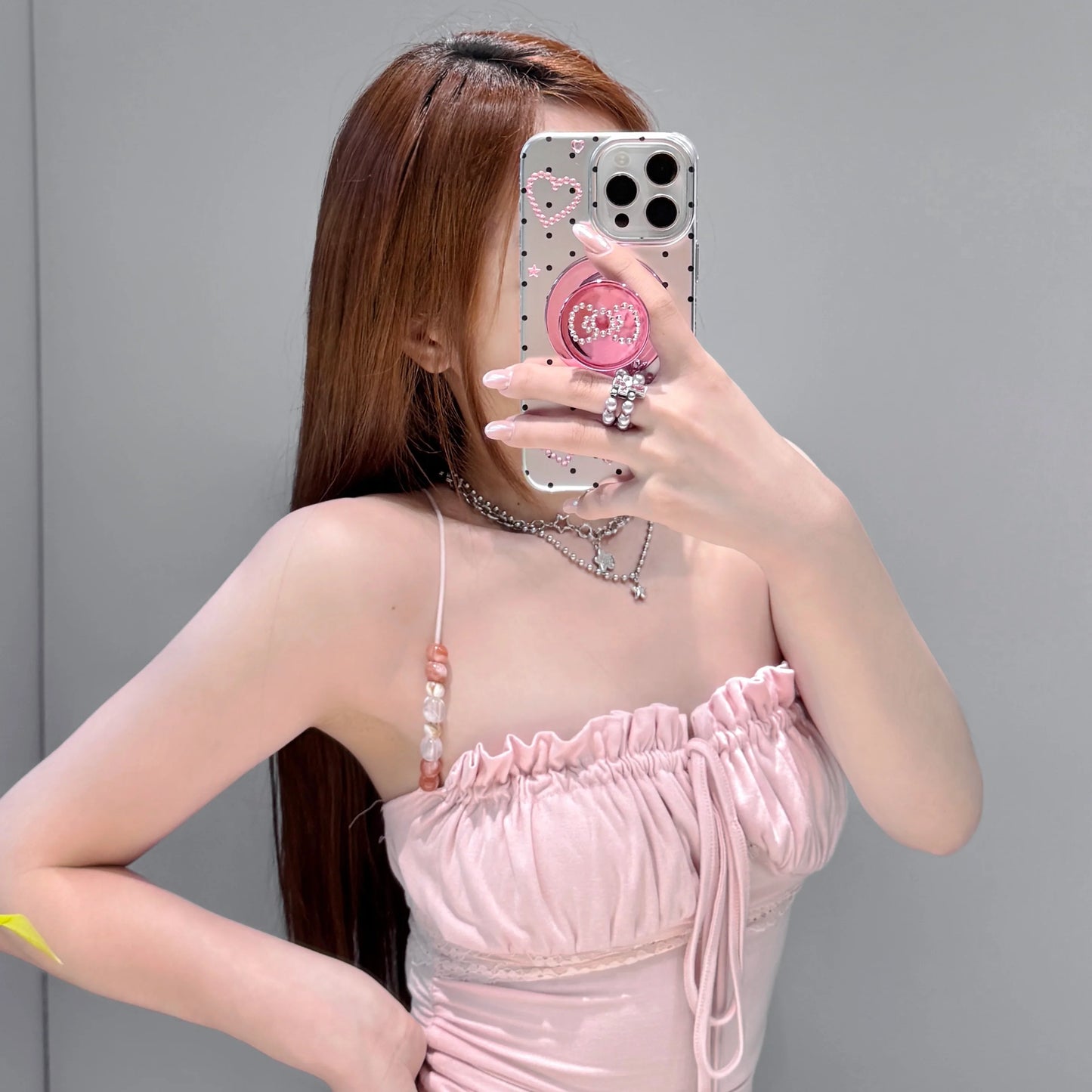 Sparkle Polka Dots Phone Case With Pink Holder