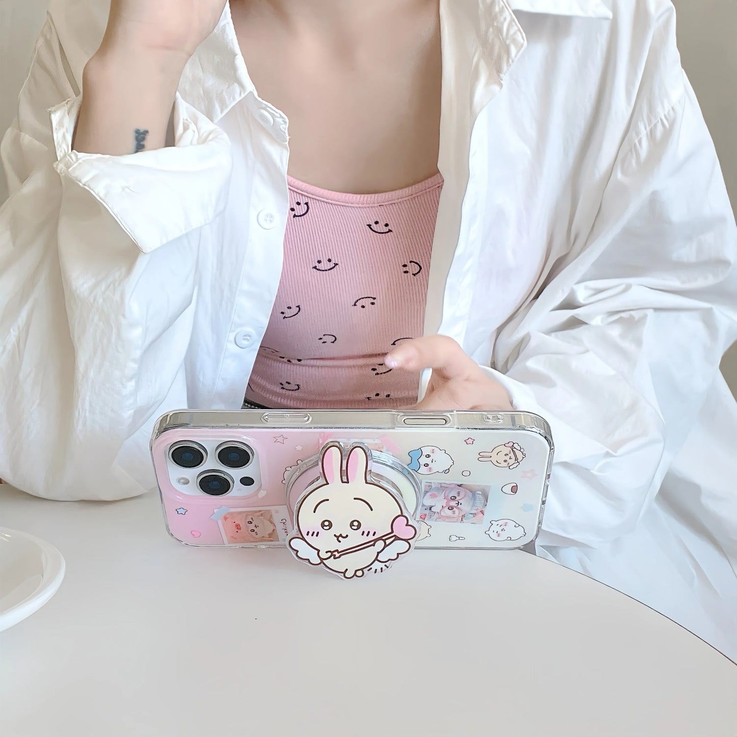 Sweet Pastel Bunny Collage Phone Case With MagSafe Holder
