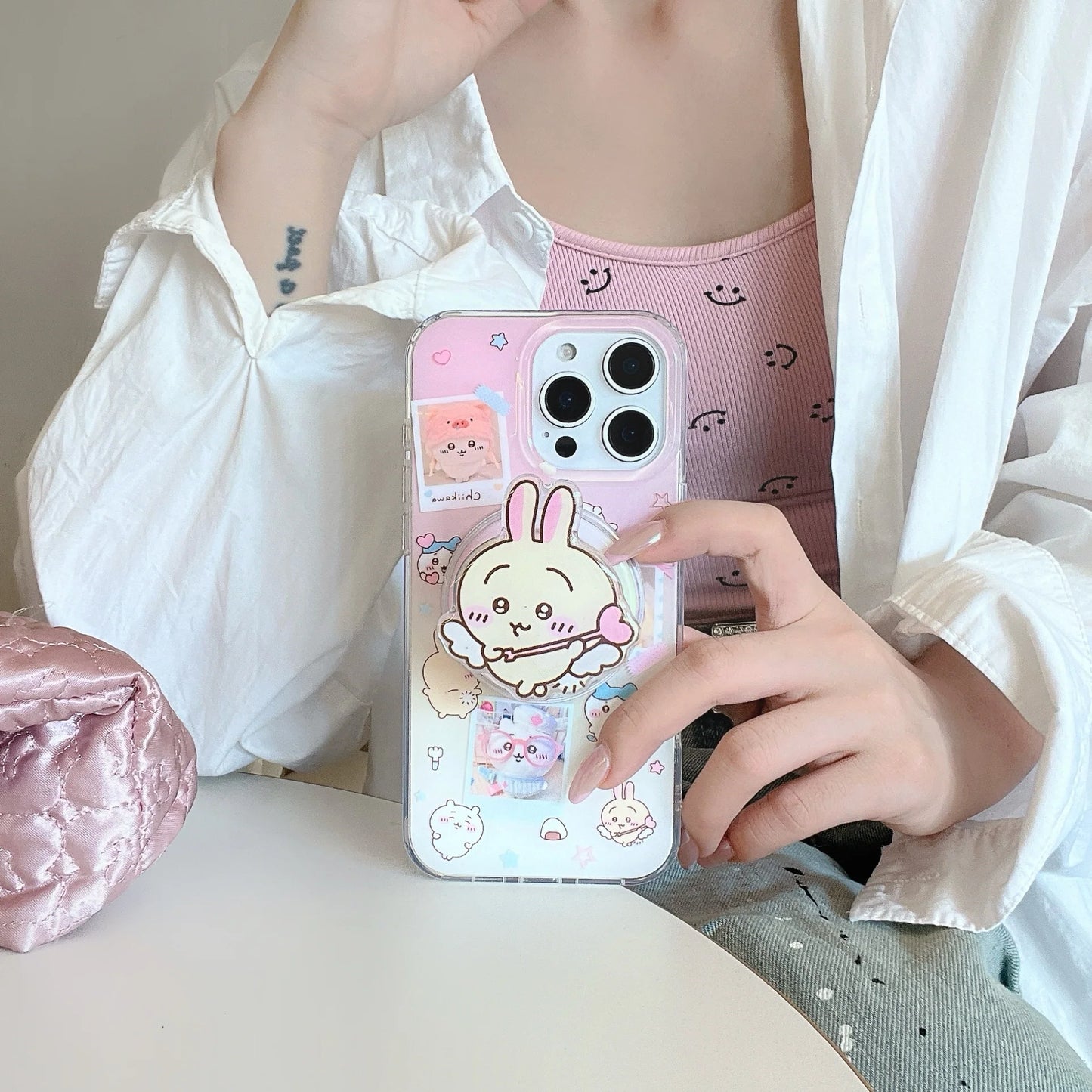 Sweet Pastel Bunny Collage Phone Case With MagSafe Holder