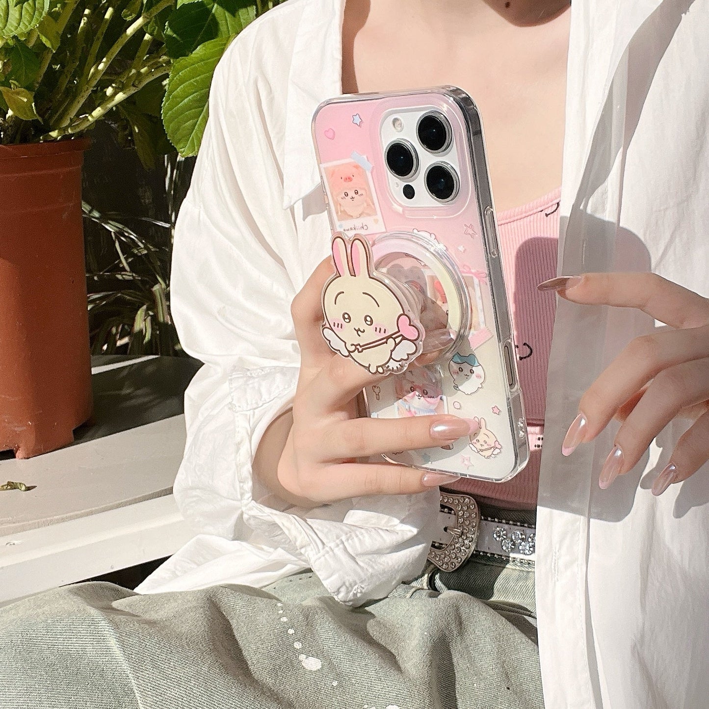 Sweet Pastel Bunny Collage Phone Case With MagSafe Holder