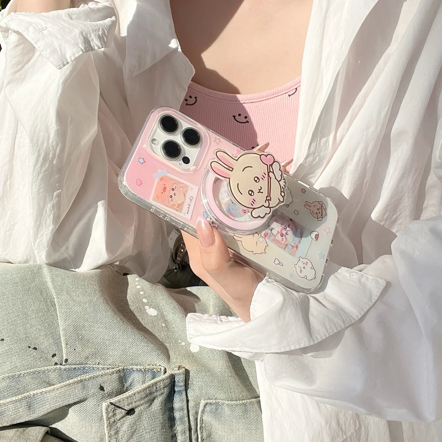 Sweet Pastel Bunny Collage Phone Case With MagSafe Holder