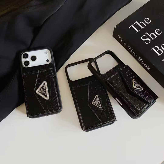 Luxury Croc Texture Phone Case With Mini Wallet Pouch