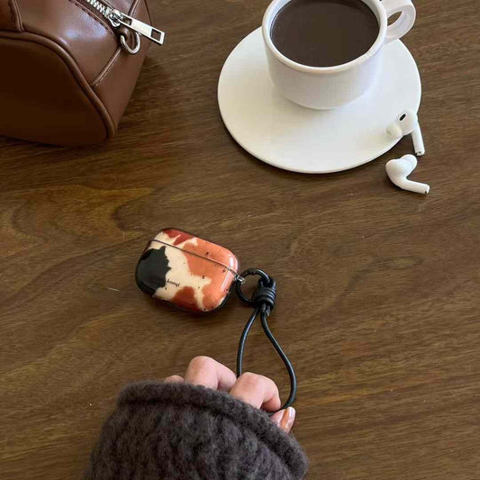 Abstract Designer Airpods Case With String Holder