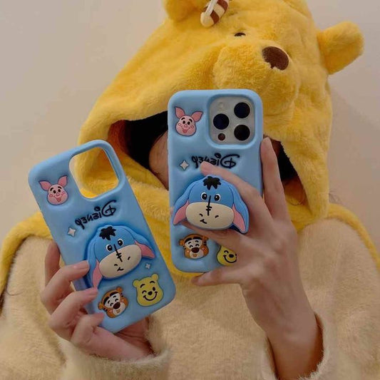 Cute Chibi Miniso Silicone With Pop Stand Phone Case