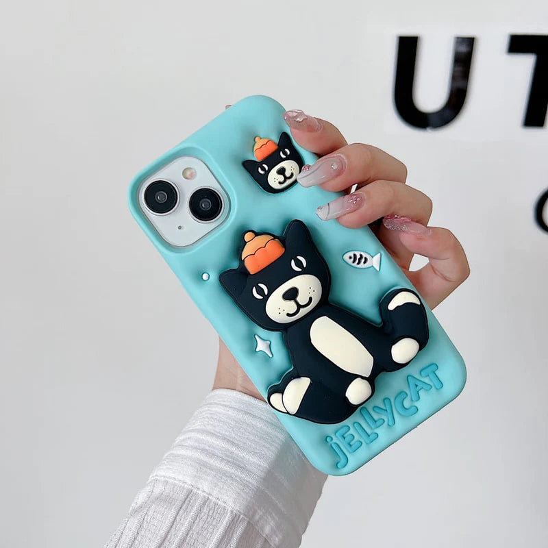 Jelly Cat Stand Silicone Phone Case