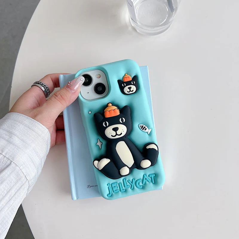 Jelly Cat Stand Silicone Phone Case