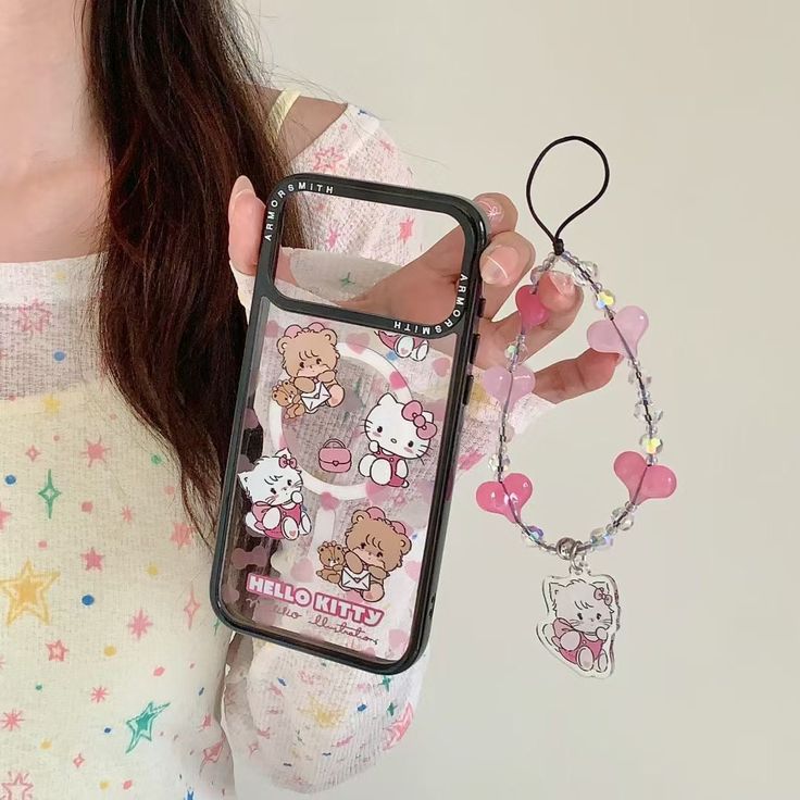 Pink kawaii kitty phone case with charm & MagSafe holder