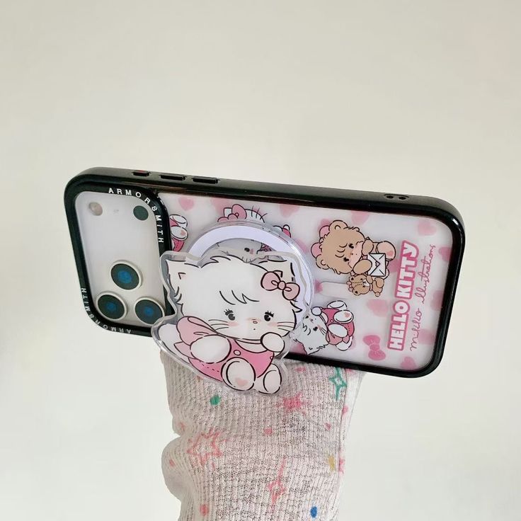 Pink kawaii kitty phone case with charm & MagSafe holder