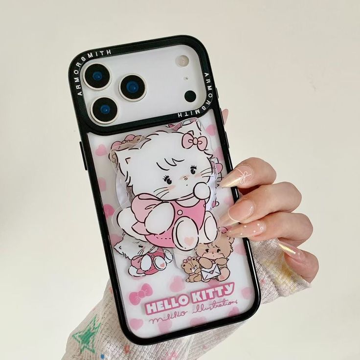 Pink kawaii kitty phone case with charm & MagSafe holder
