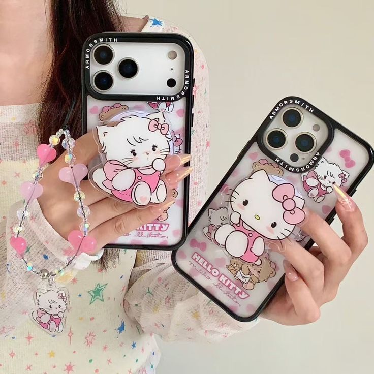 Pink kawaii kitty phone case with charm & MagSafe holder