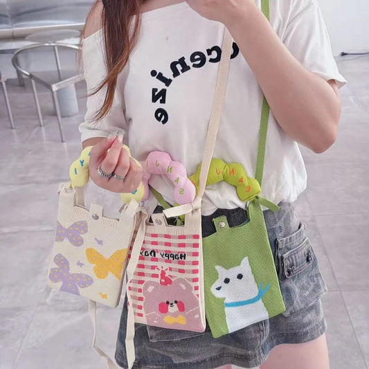 Happy Day Knit Cloud Handle Phone Bag