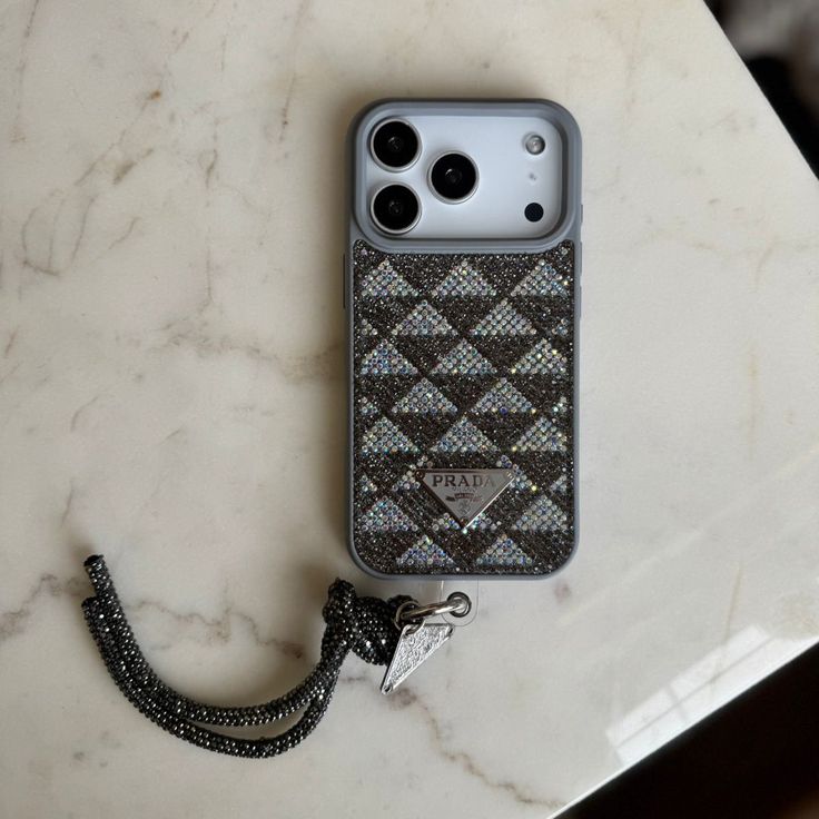 Luxury Diamond Pattern Phone Case with Wrist Rope Charm