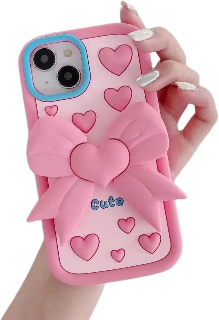 Cute Heart Bow Chic Silicone With Pop Stand Phone Case