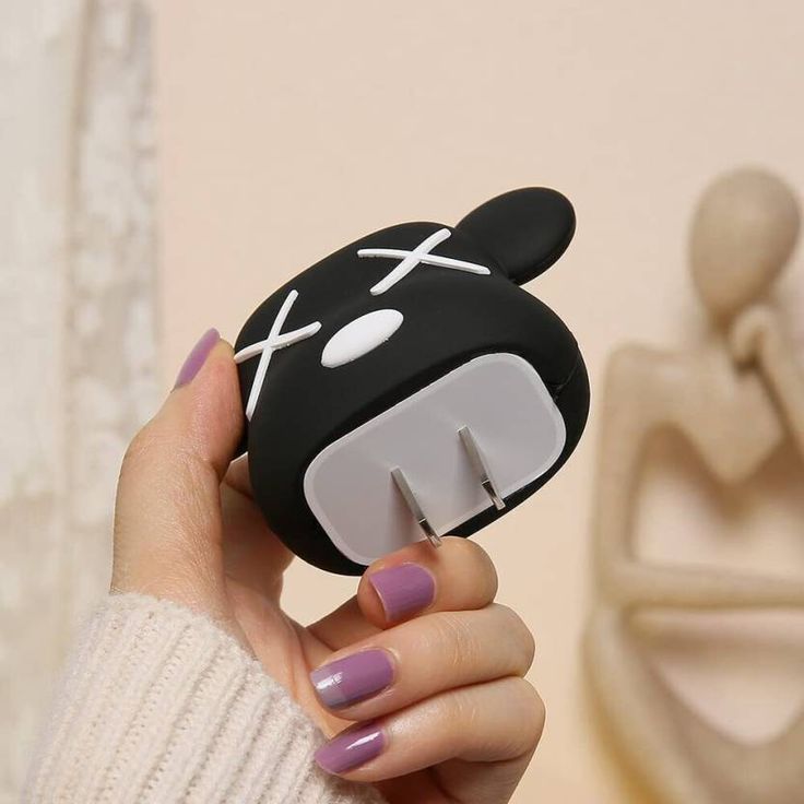 Cute Cartoon Series Fast Charger Protector for iPhone(Bear Brick Black)