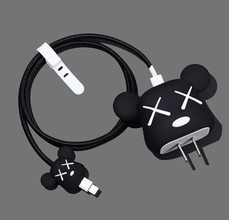 Cute Cartoon Series Fast Charger Protector for iPhone(Bear Brick Black)