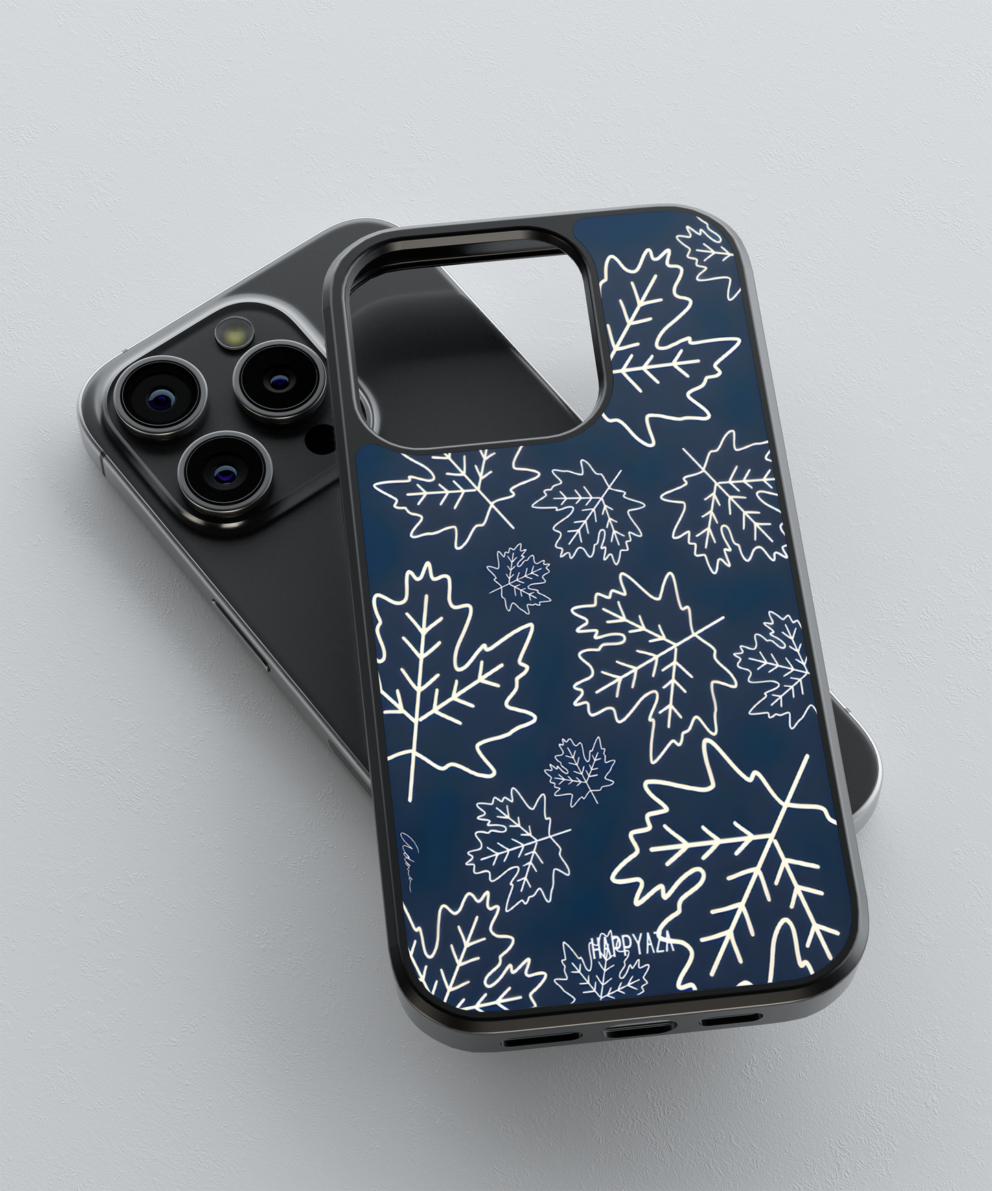 Midnight Forest Leaves Designer Phone Case