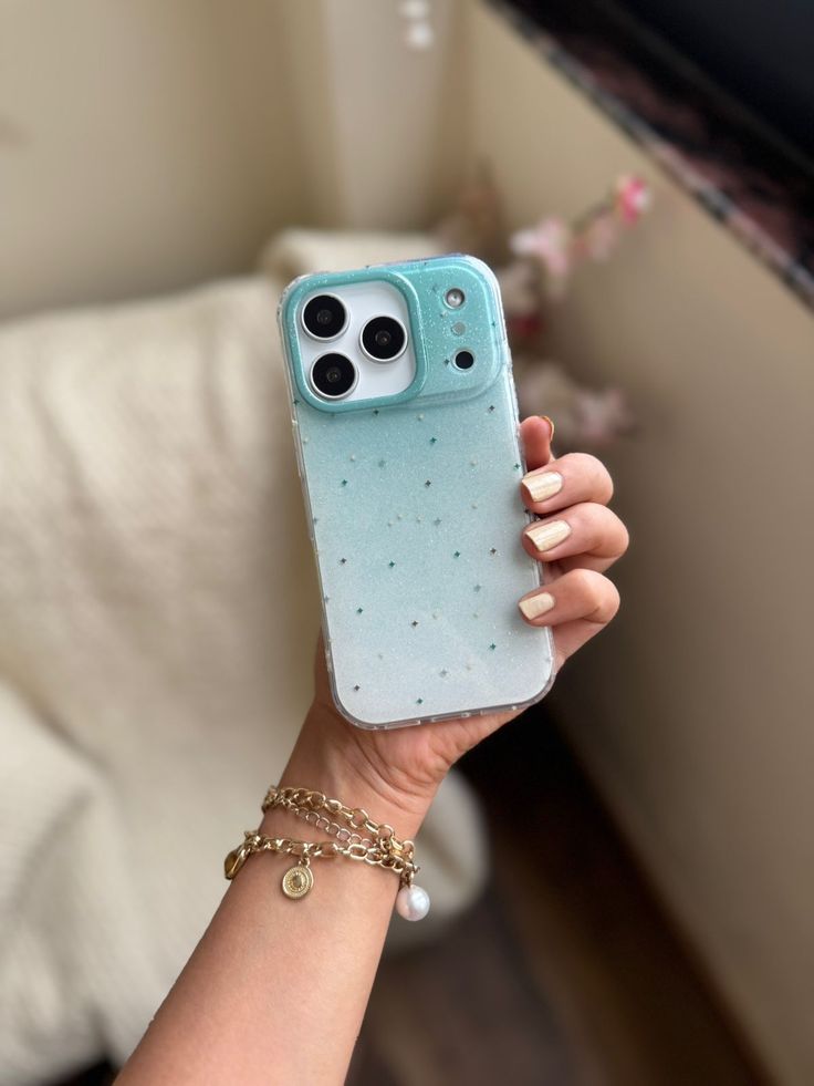 Cotton Candy Glow Shimmer Phone Case With Tiny Sparkles