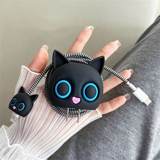 Cute Cartoon Series Fast Charger Protector for iPhone(Black Cat)