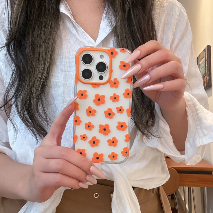 Orange Daisy Delight Silicone Phone Case