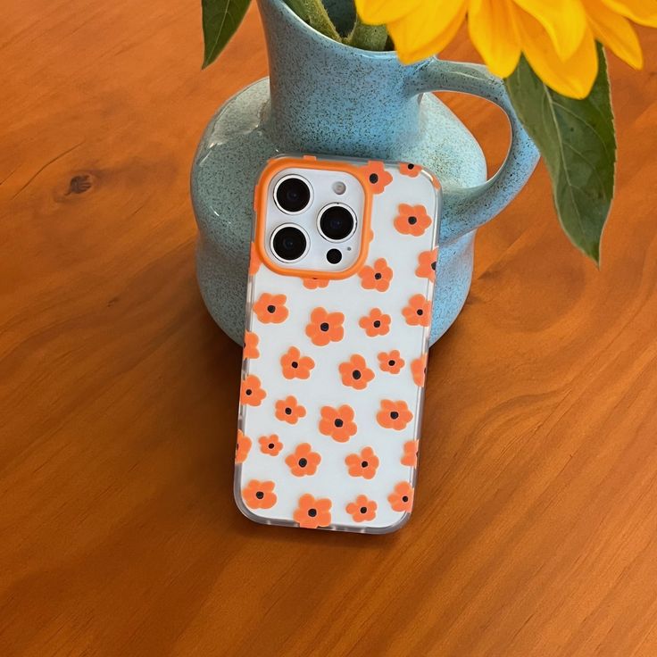 Orange Daisy Delight Silicone Phone Case