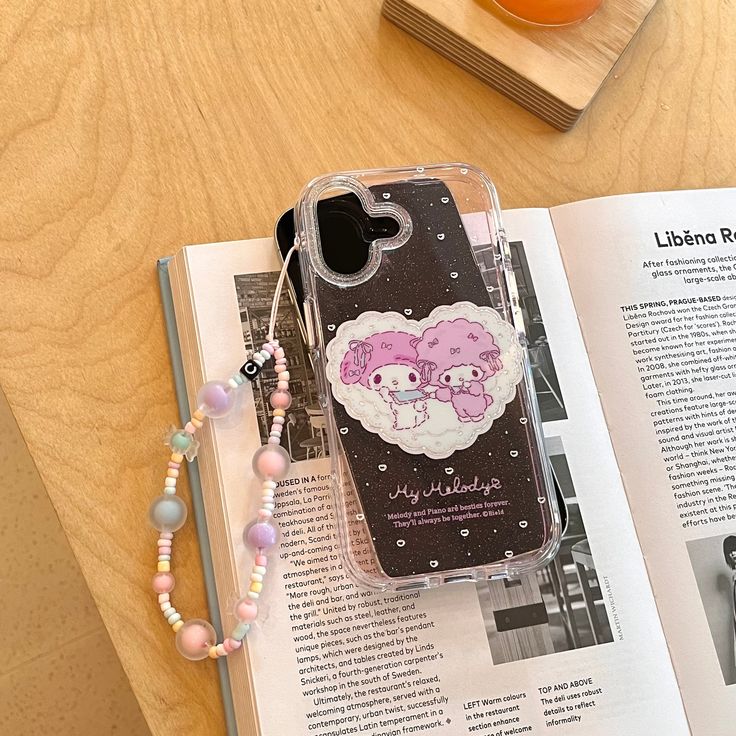 Pink Cuddle Cartoon Phone Case With Charm