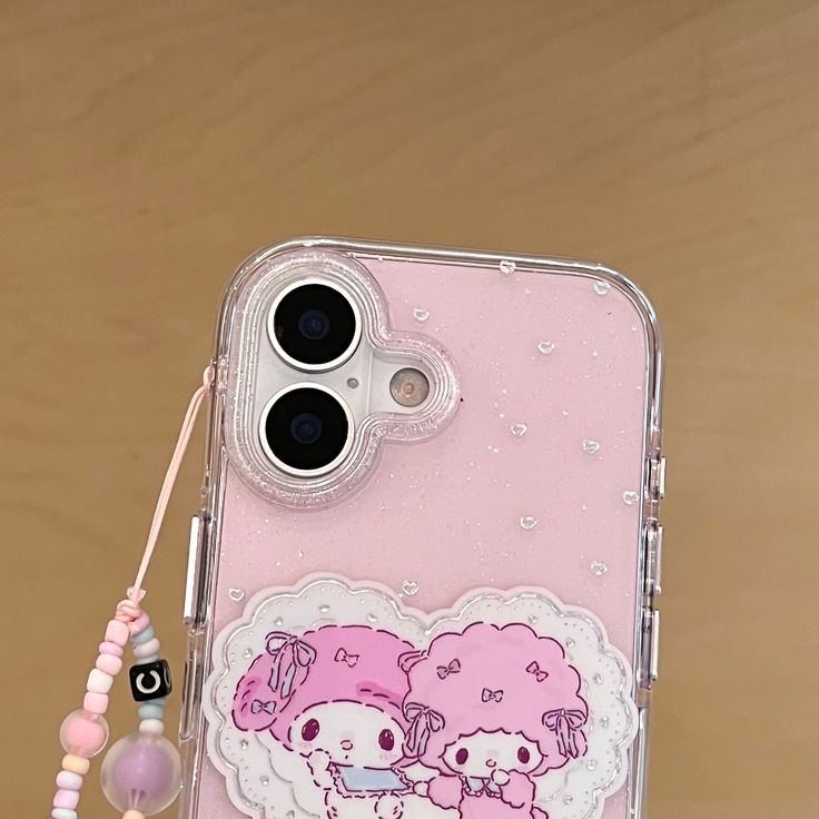 Pink Cuddle Cartoon Phone Case With Charm