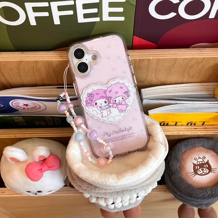 Pink Cuddle Cartoon Phone Case With Charm