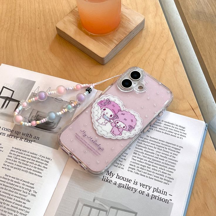 Pink Cuddle Cartoon Phone Case With Charm