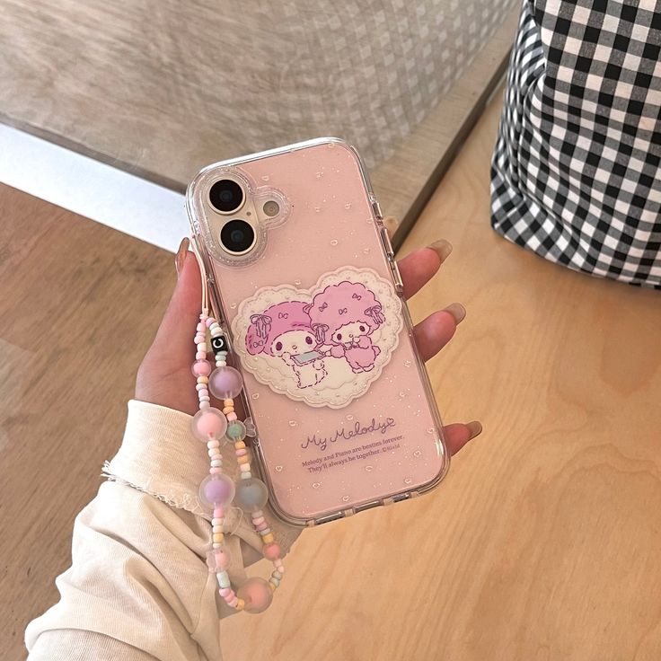 Pink Cuddle Cartoon Phone Case With Charm