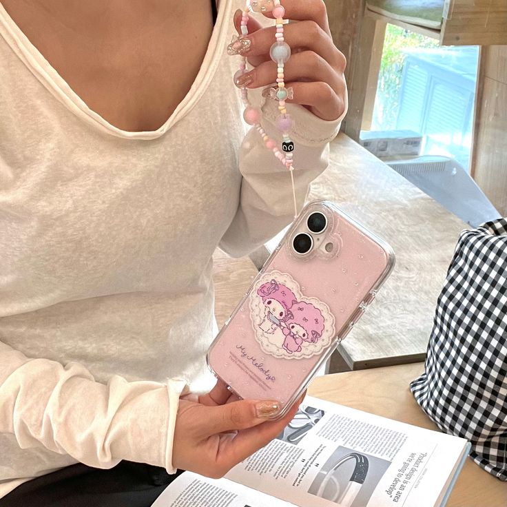 Pink Cuddle Cartoon Phone Case With Charm