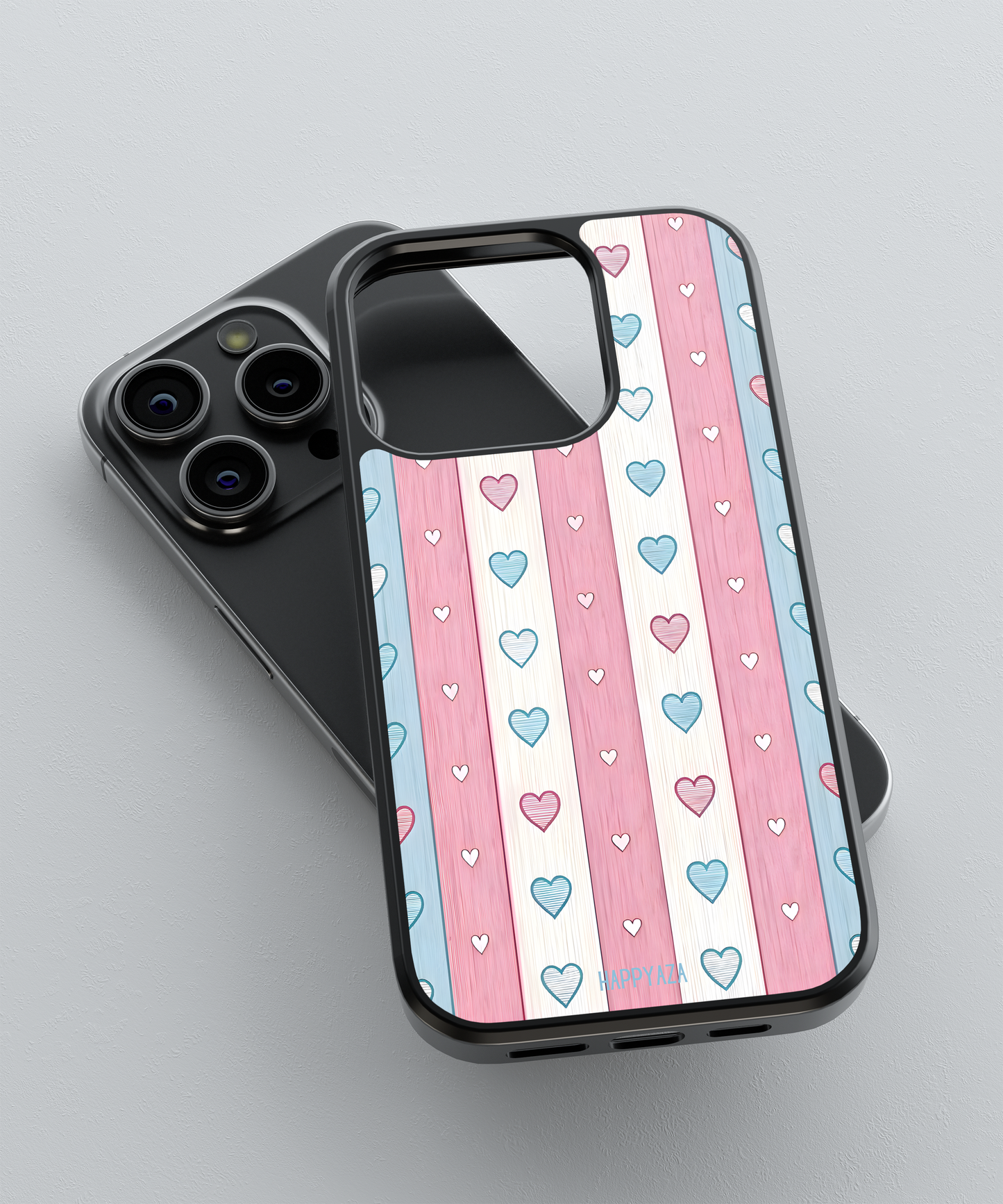 Pastel Heart Stripes Designer Phone Case