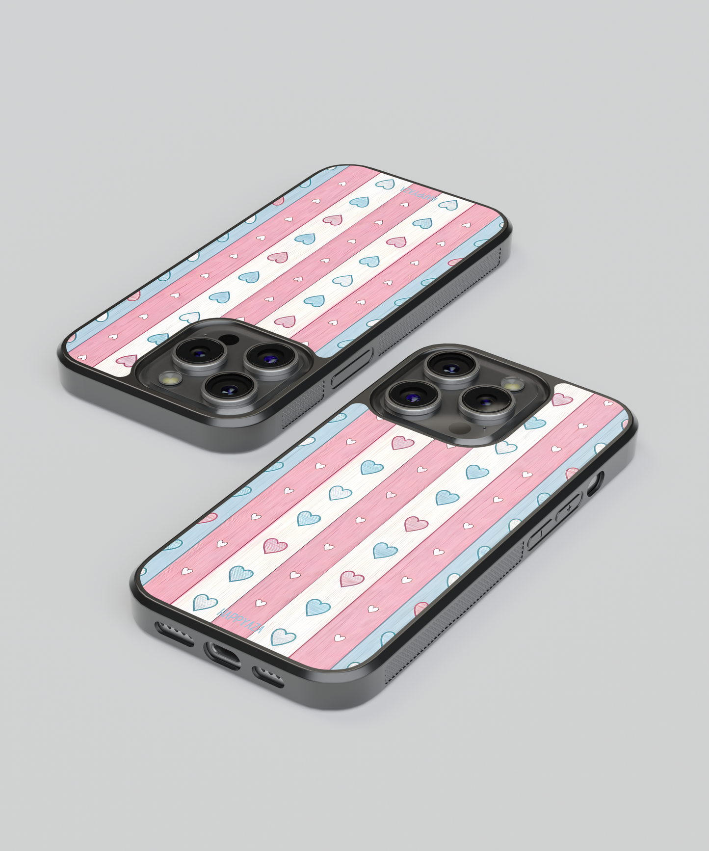 Pastel Heart Stripes Designer Phone Case