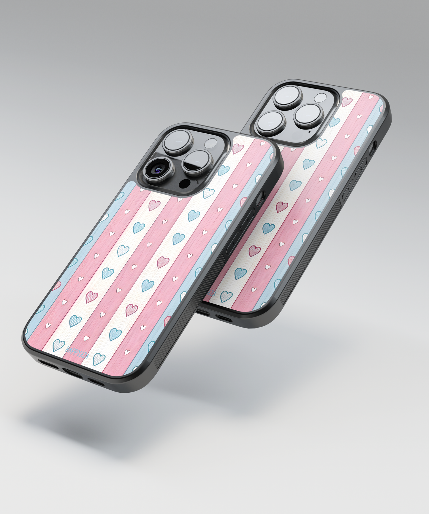 Pastel Heart Stripes Designer Phone Case