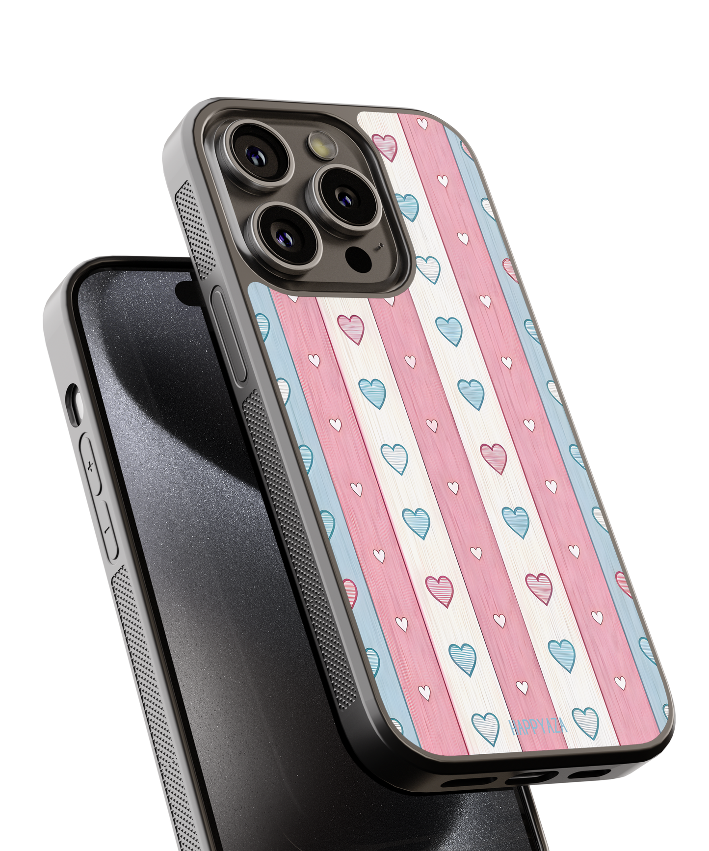 Pastel Heart Stripes Designer Phone Case