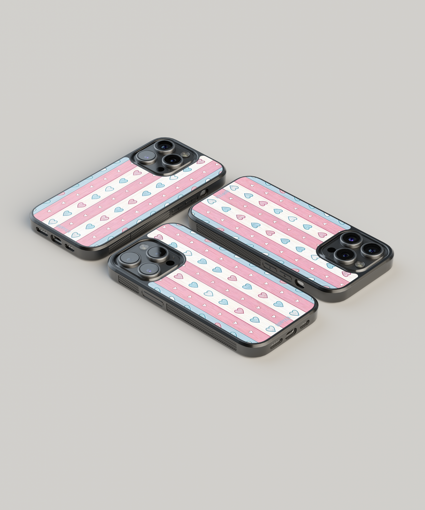 Pastel Heart Stripes Designer Phone Case