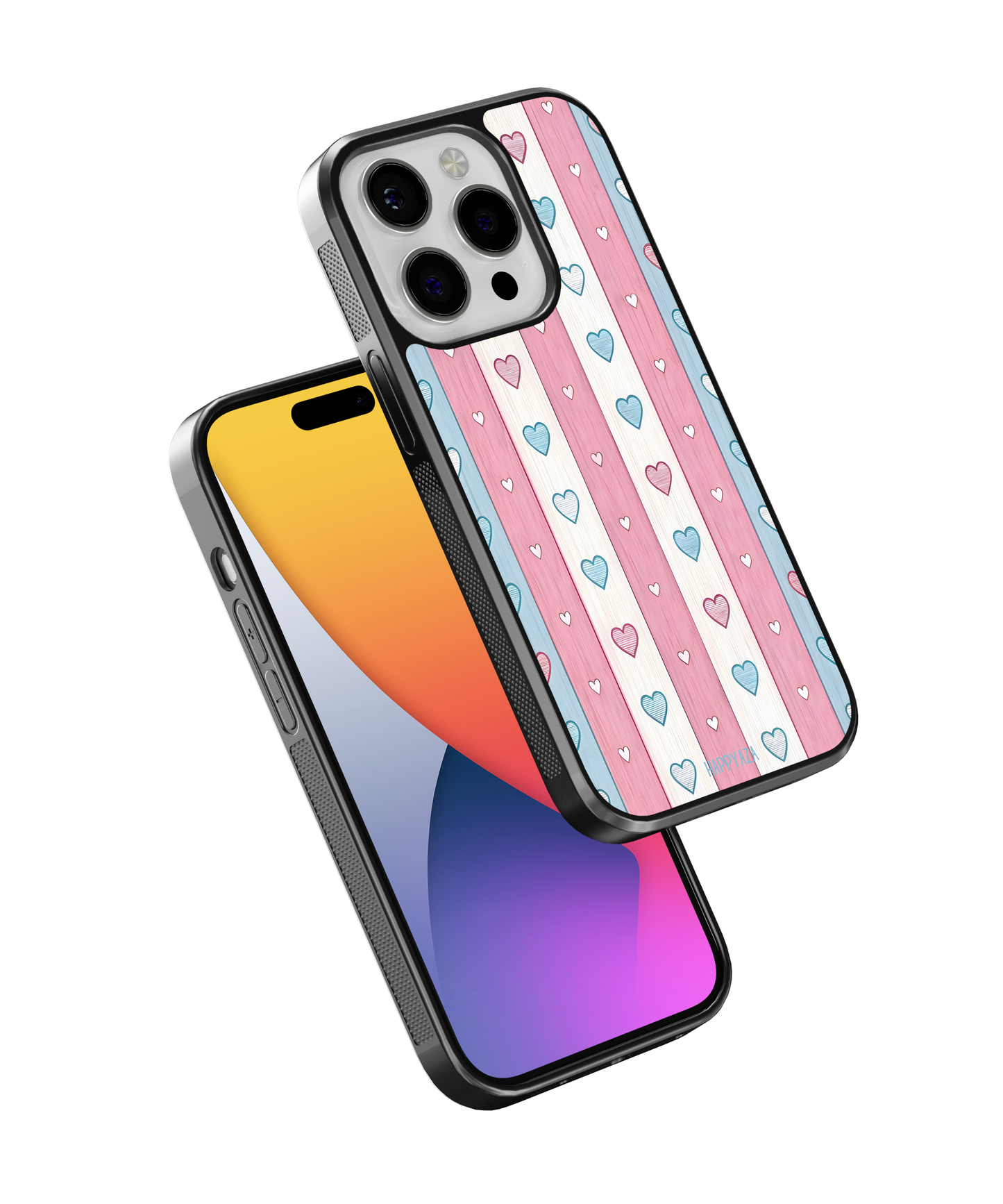 Pastel Heart Stripes Designer Phone Case