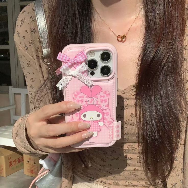 Pink Bow Bunny Aesthetic Phone Case With Lace Ribbon