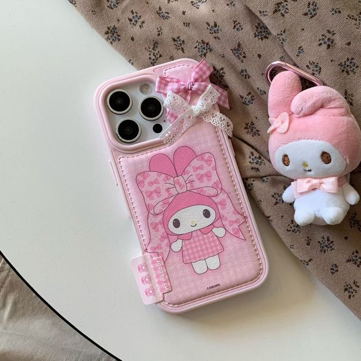 Pink Bow Bunny Aesthetic Phone Case With Lace Ribbon