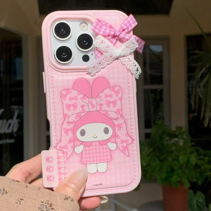 Pink Bow Bunny Aesthetic Phone Case With Lace Ribbon