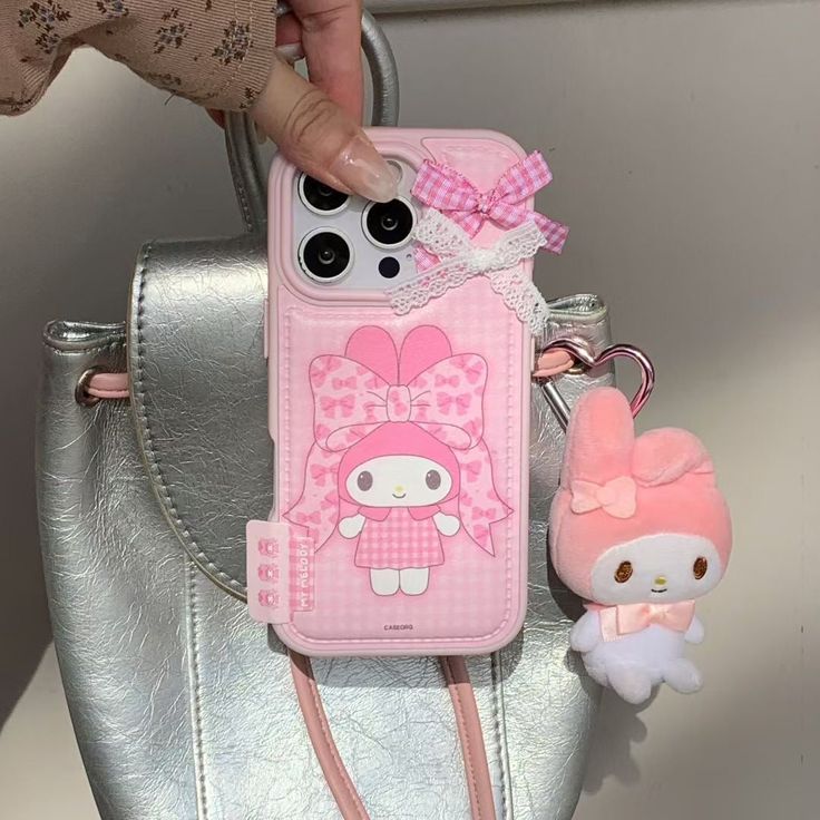 Pink Bow Bunny Aesthetic Phone Case With Lace Ribbon