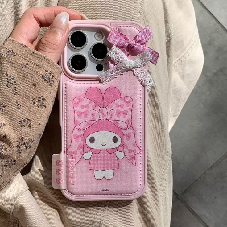 Pink Bow Bunny Aesthetic Phone Case With Lace Ribbon