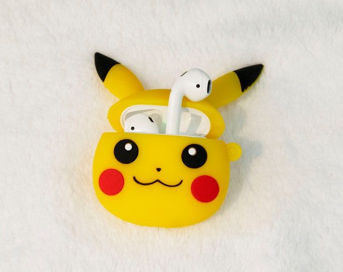 Airpods Case Soft Silicone Cover With Hook Clip For Airpods (Pikachu )