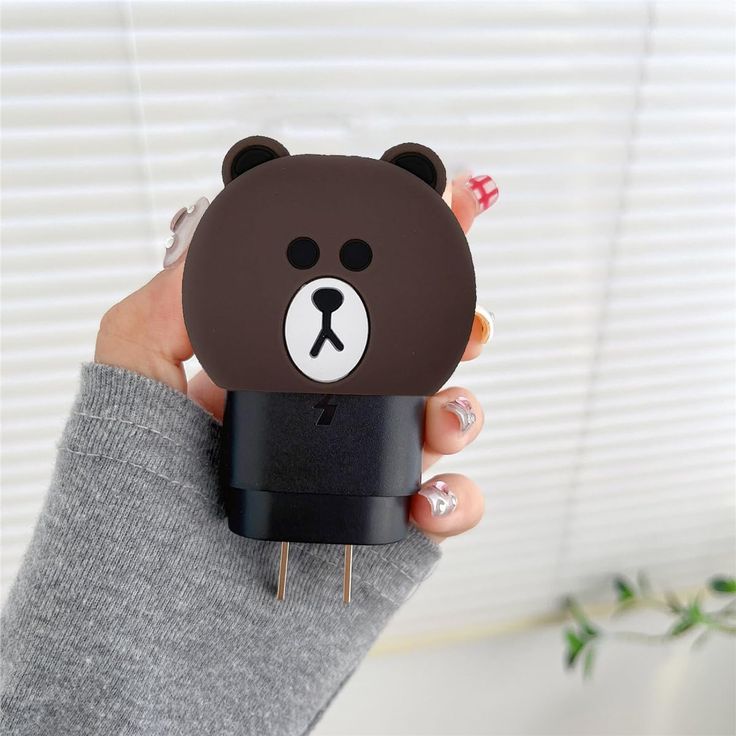 Cute Cartoon Series Fast Charger Protector for iPhone (Brown Bear)